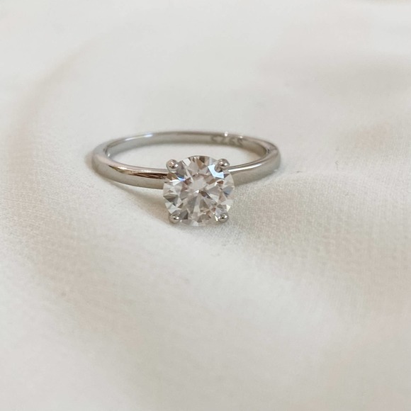 1ct Moissanite Round Solitaire Engagement Ring - Picture 7 of 12